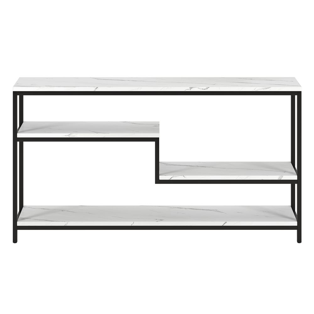 Mathis 55" Wide Rectangular Console Table in Blackened Bronze/Marble. Picture 3