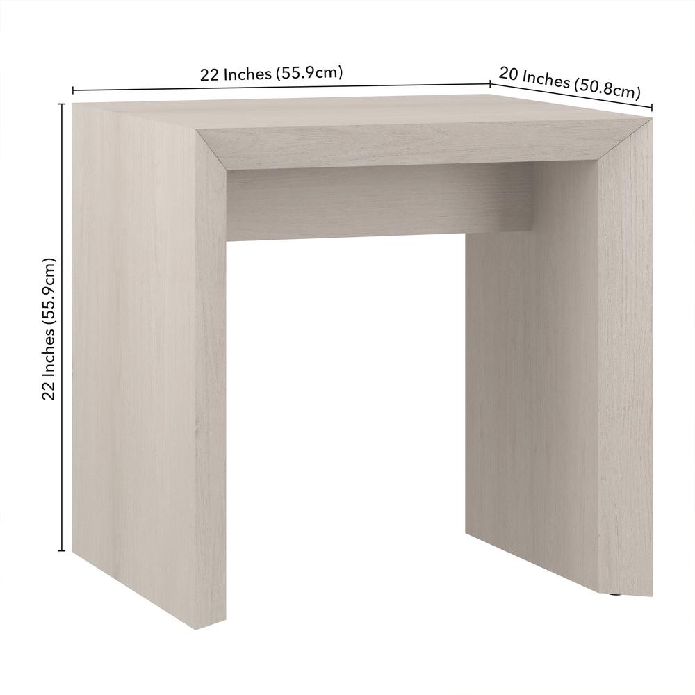 Oswin 22" Wide Rectangular Side Table in Alder White. Picture 5