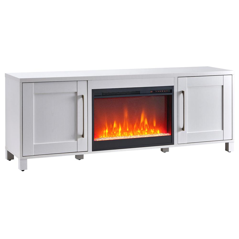 Chabot Rectangular TV Stand with 26" Crystal Fireplace for TV's up to 80" in White. Picture 1