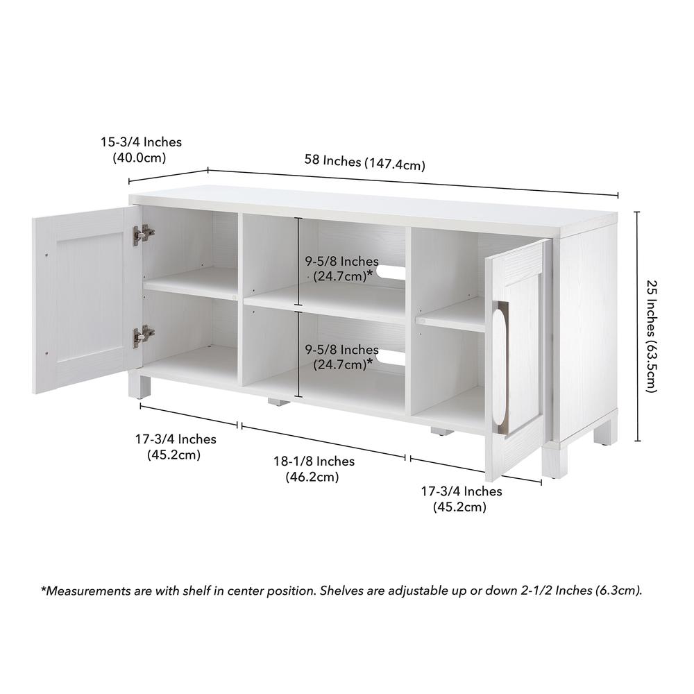 Chabot Rectangular TV Stand for TV's up to 65" in White. Picture 5