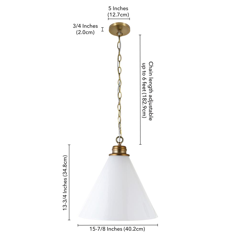 Canto 15.88" Wide Pendant with Glass Shade in Brass/White Milk. Picture 5