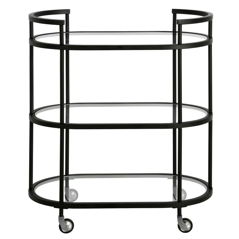 Leif 30'' Wide Oval Bar Cart in Blackened Bronze. Picture 3