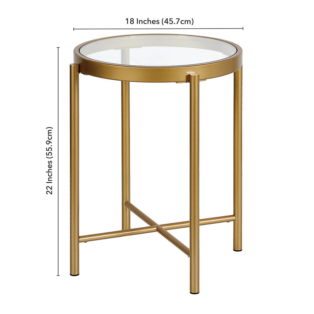 Duxbury 18'' Wide Round Side Table in Brass. Picture 5