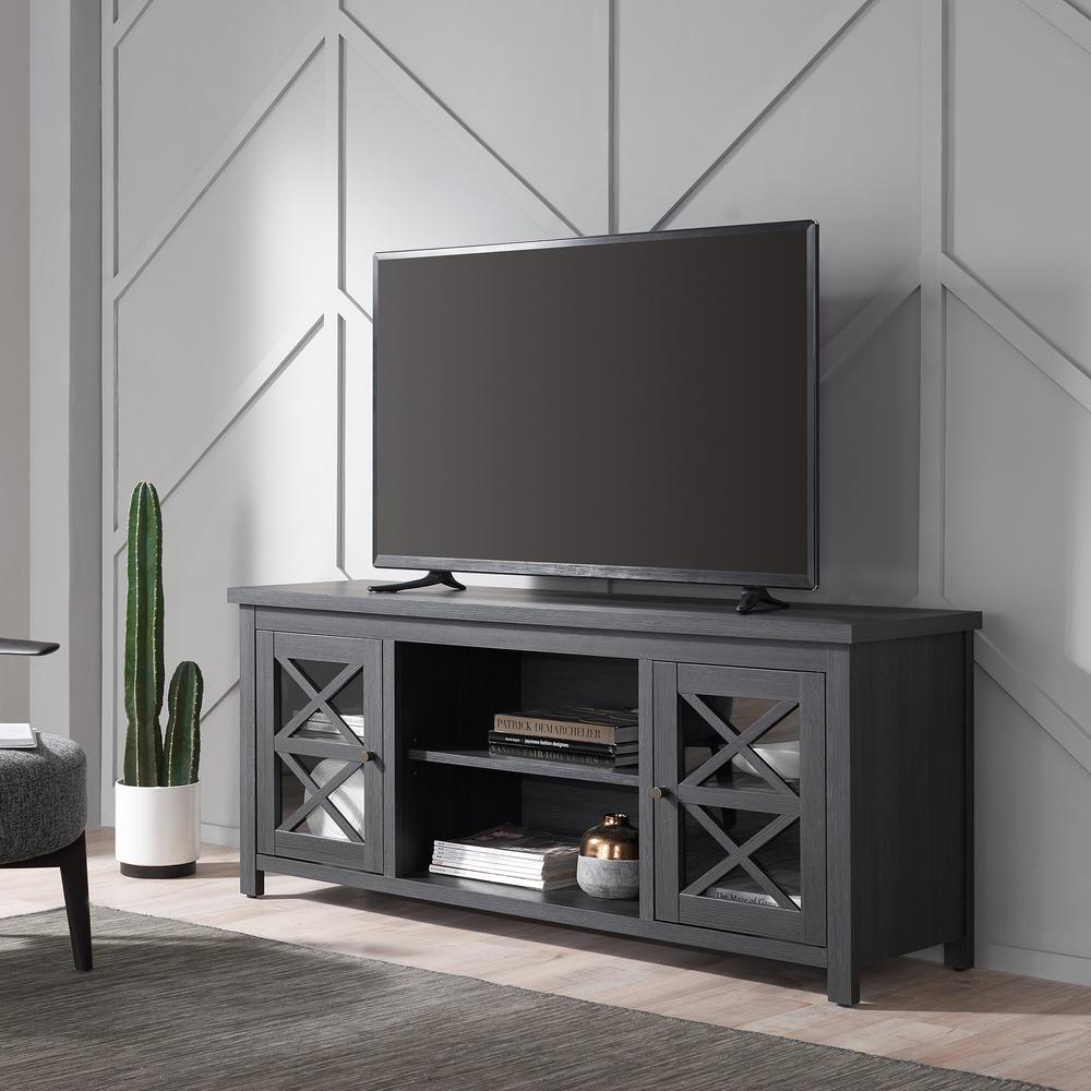 Colton Rectangular TV Stand for TV's up to 65" in Charcoal Gray. Picture 2