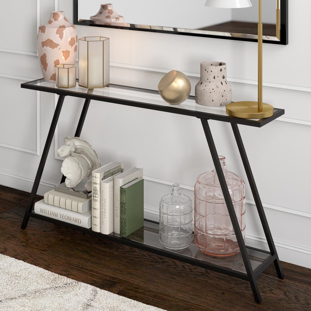 Yair 52'' Wide Rectangular Console Table in Blackened Bronze. Picture 2