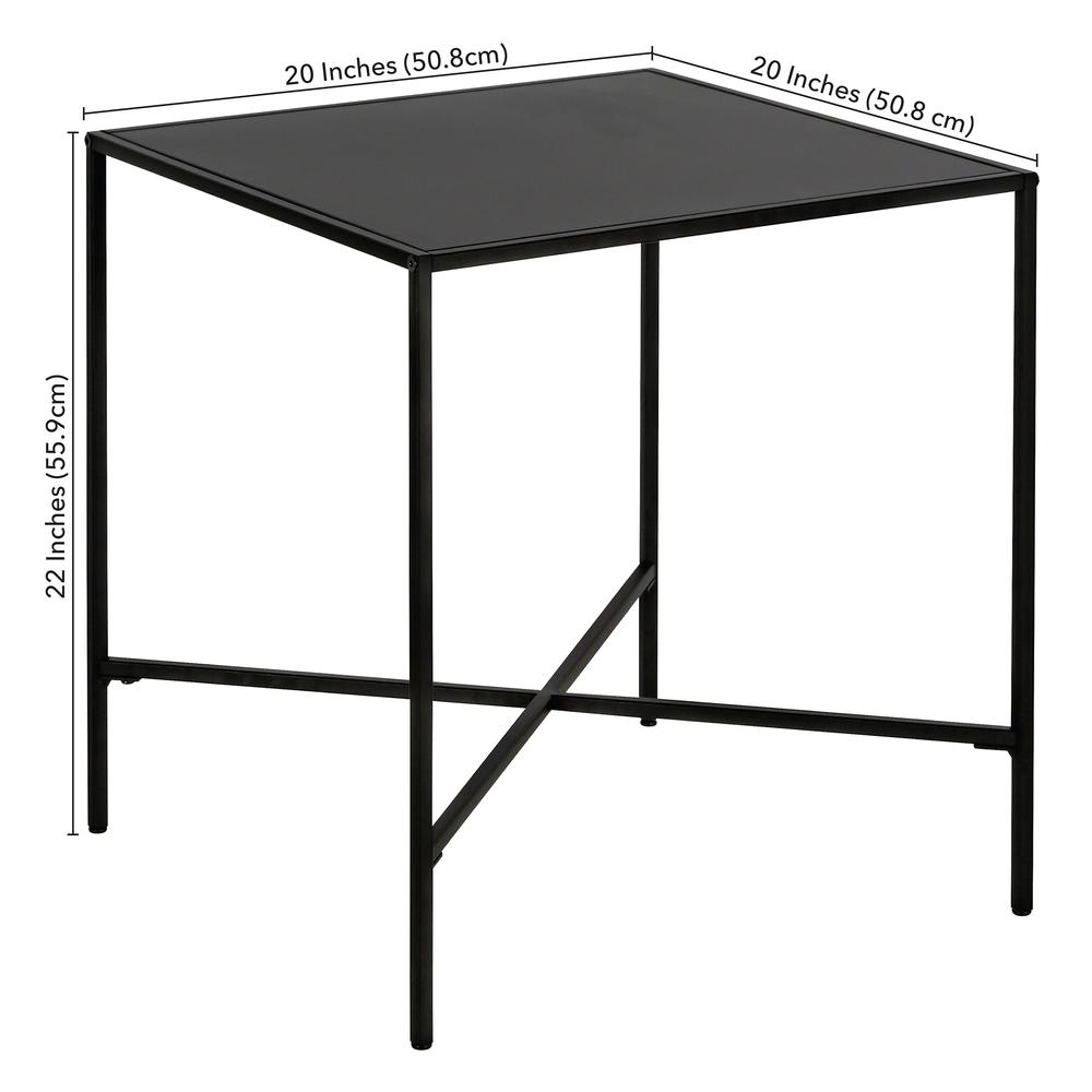 Henley 20'' Wide Square Side Table with Metal Top in Blackened Bronze. Picture 5