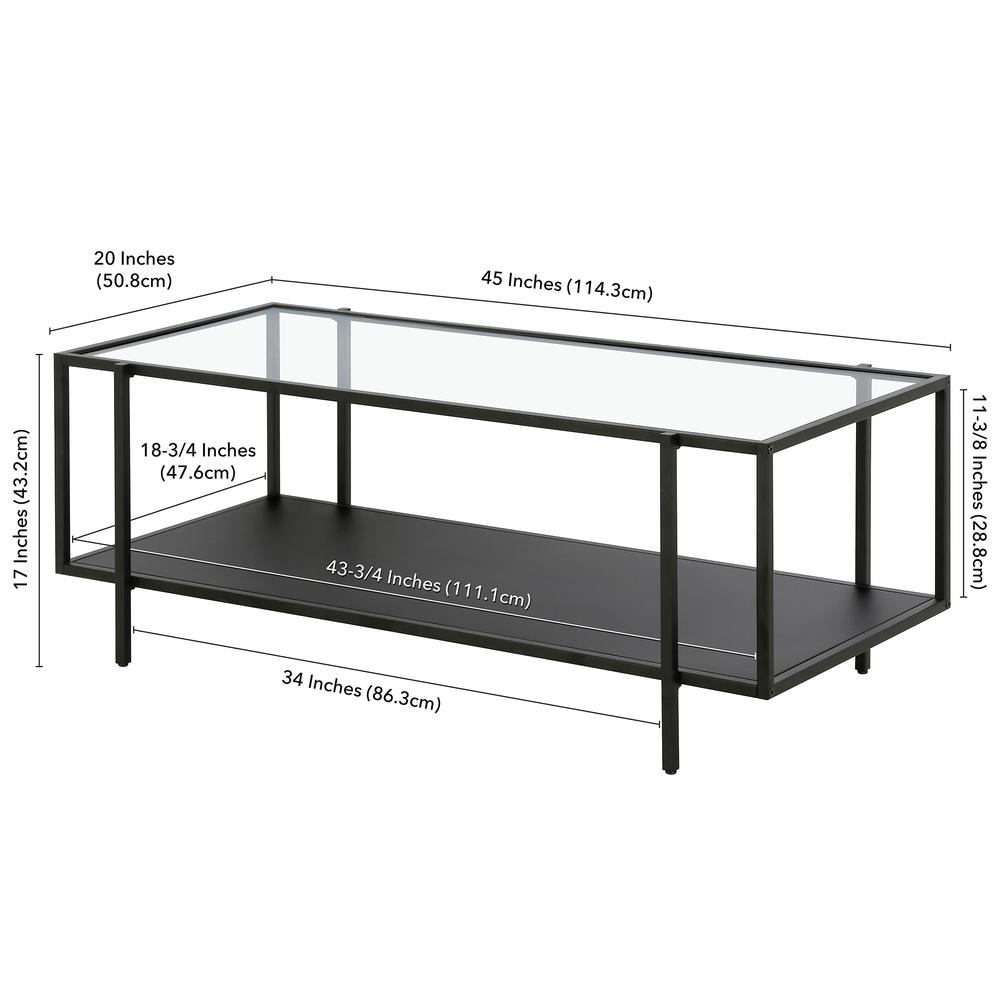 Vireo 45'' Wide Rectangular Coffee Table with Metal Shelf in Blackened Bronze. Picture 5
