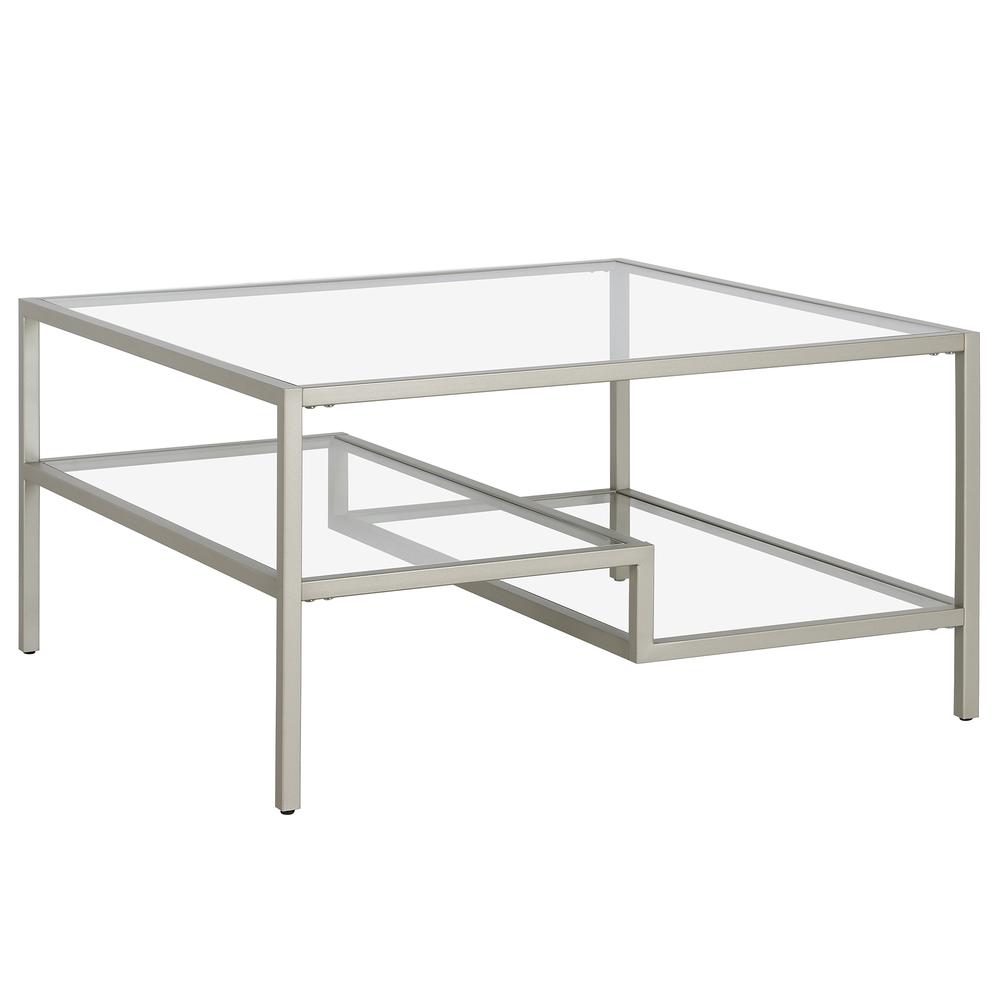 Lovett 32'' Wide Square Coffee Table in Satin Nickel. Picture 1