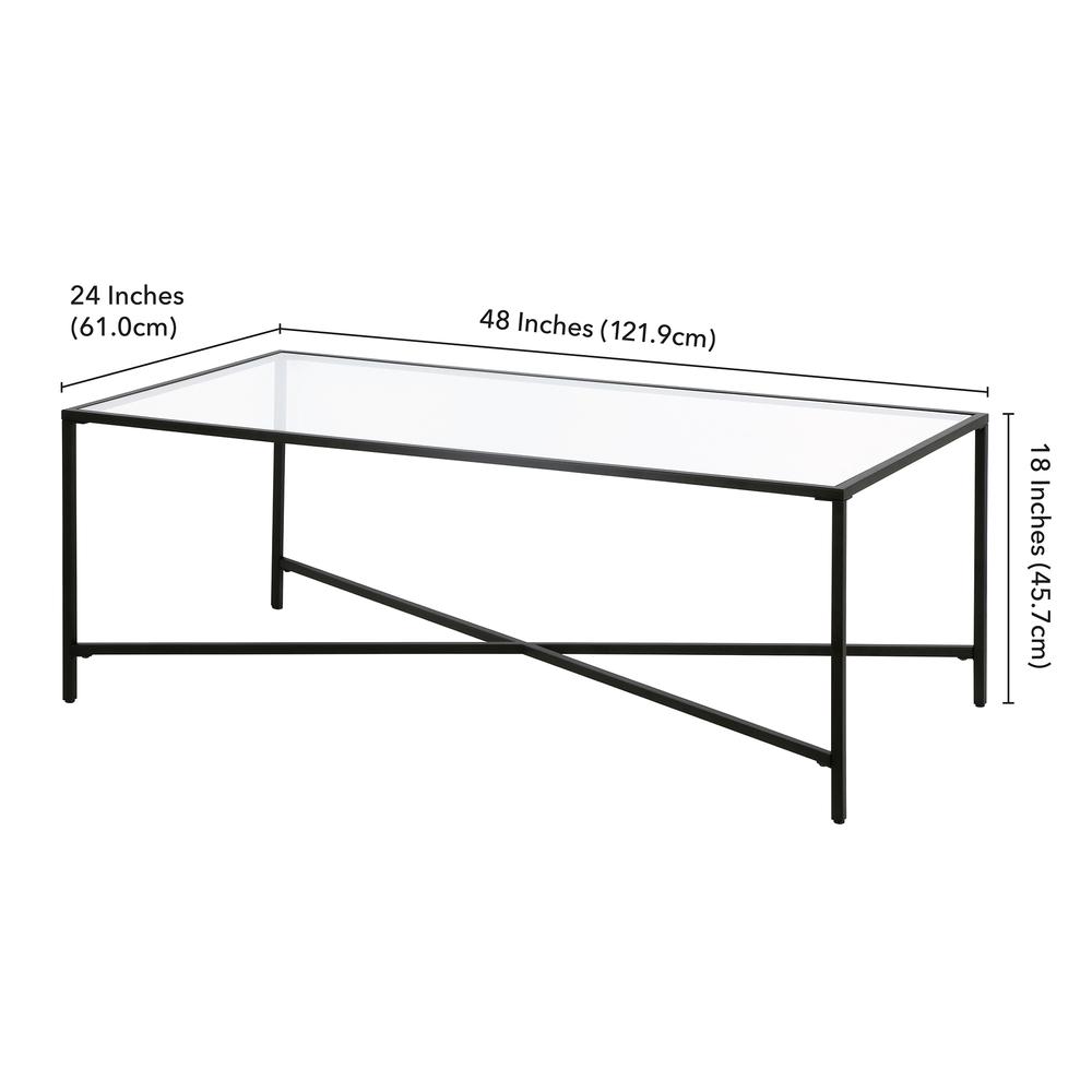 Henley 48'' Wide Rectangular Coffee Table with Glass Top in Blackened Bronze. Picture 5
