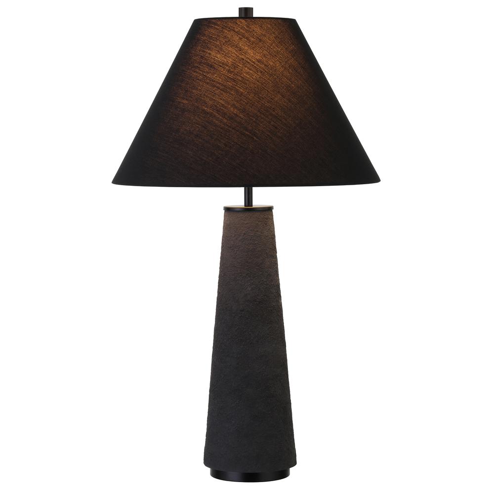 Ingalls 28" Tall Monochrome Table Lamp with Fabric Shade in Matte Black/Black. Picture 3