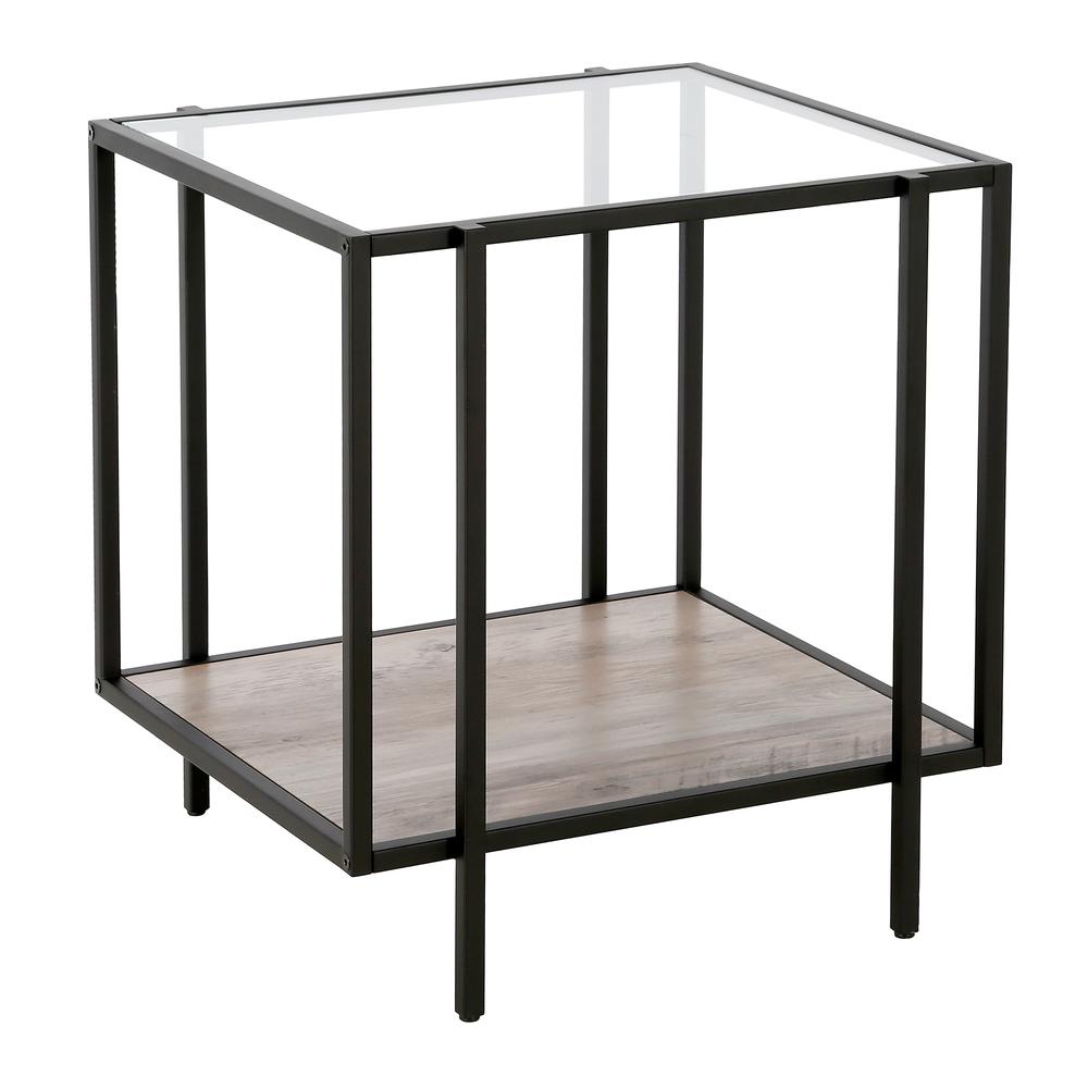 Vireo 20'' Wide Square Side Table with MDF Shelf in Blackened Bronze/Gray Oak. Picture 1
