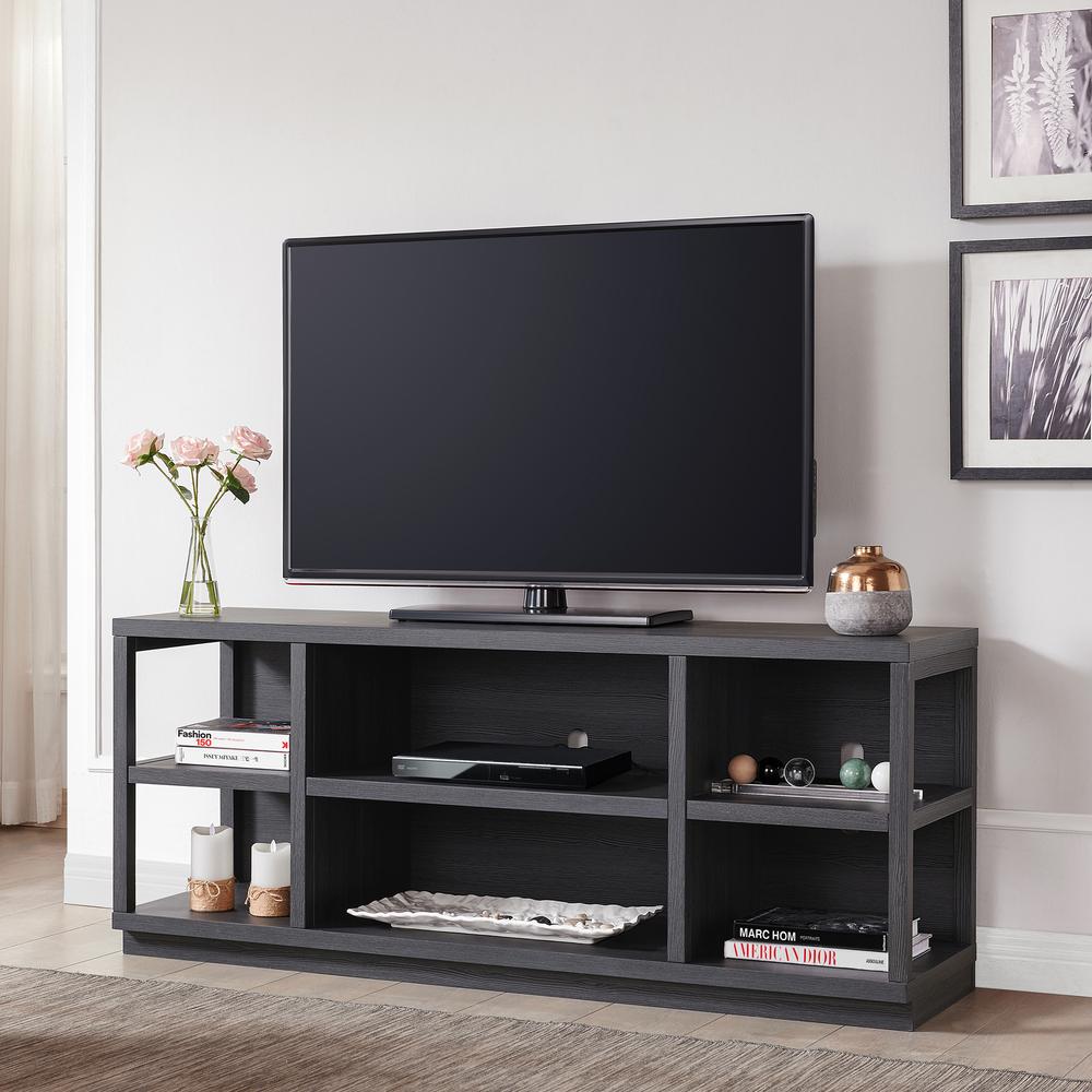 Freya Rectangular TV Stand for TV's up to 65" in Charcoal Gray. Picture 2