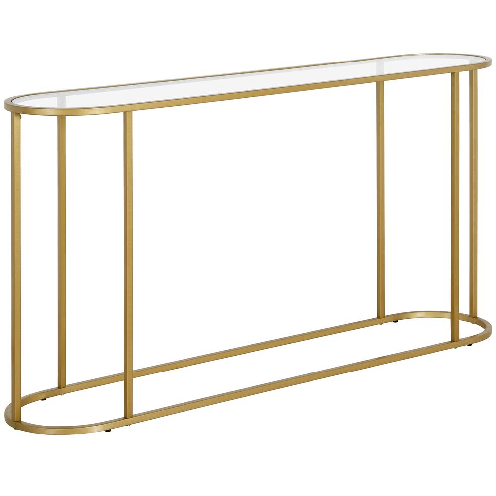 Erikson 54'' Wide Rectangular Console Table in Brass. Picture 1