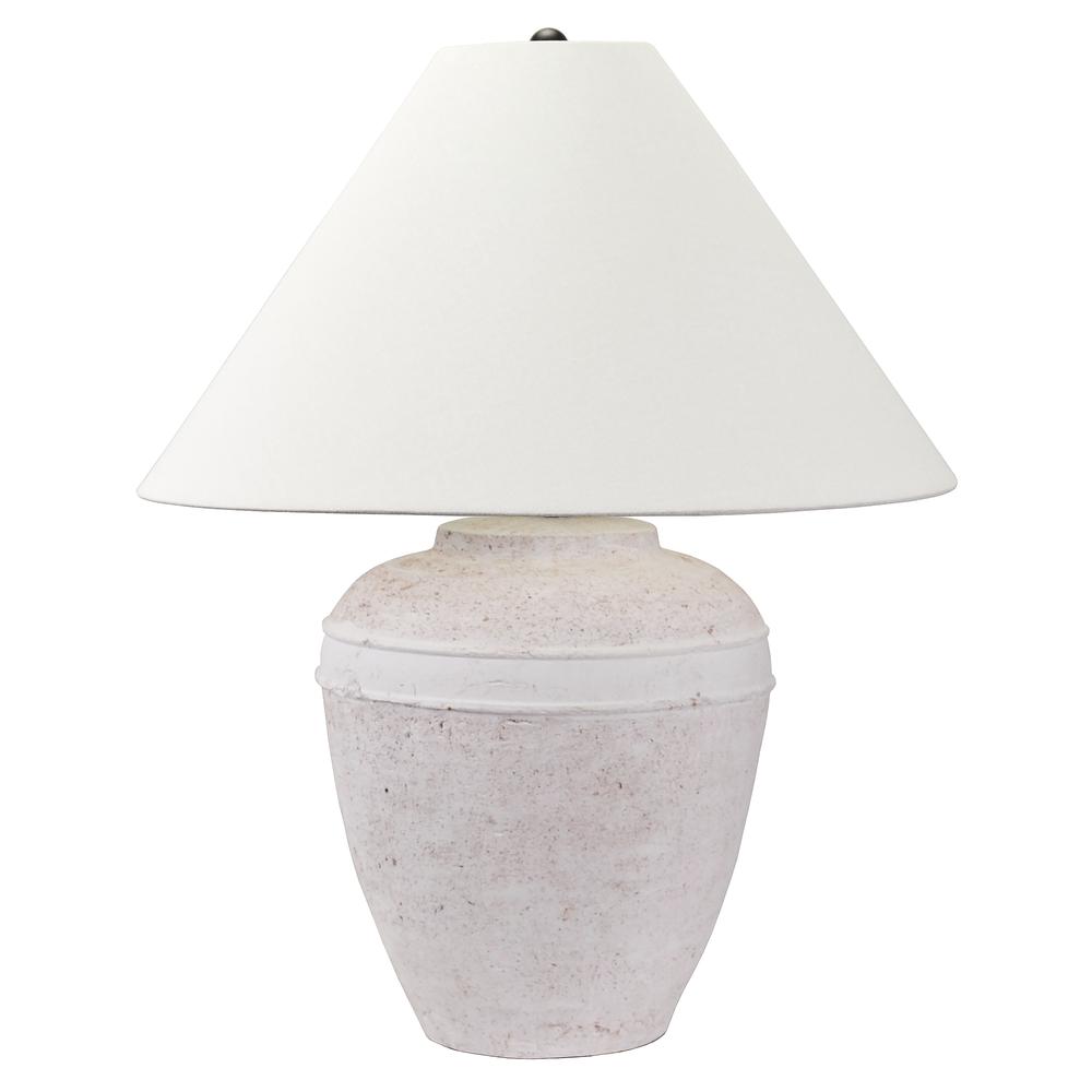 Chiara 23" Tall Ceramic Table Lamp with Fabric Shade in White Terracotta/White. Picture 1
