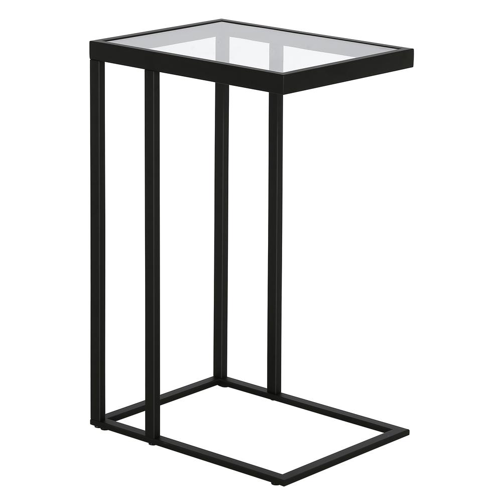 Alexis 16'' Wide Rectangular Side Table in Blackened Bronze. Picture 1
