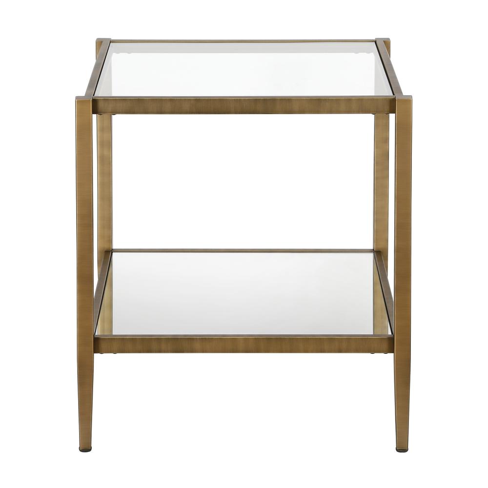 Hera 20'' Wide Square Side Table in Brass. Picture 3