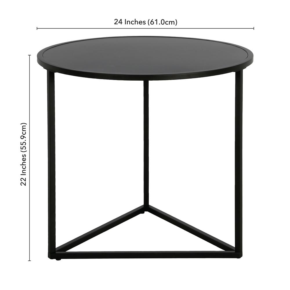 Jenson 24" Wide Round Side Table with Metal Top in Blackened Bronze. Picture 5