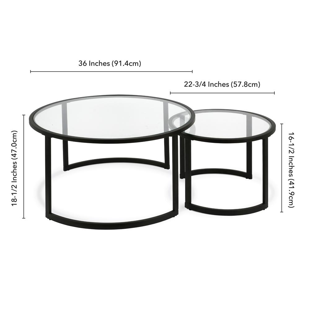 Mitera Round Nested Coffee Table in Blackened Bronze. Picture 5