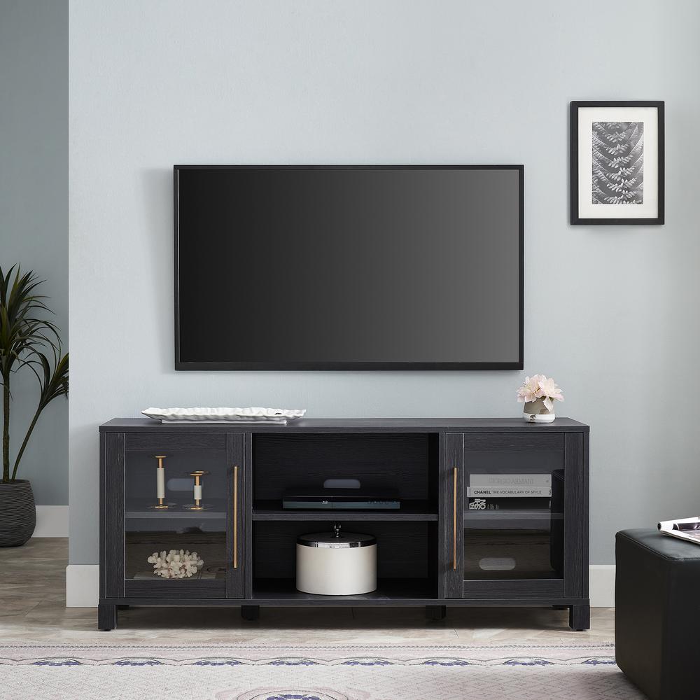 Quincy Rectangular TV Stand for TV's up to 65" in Charcoal Gray. Picture 4