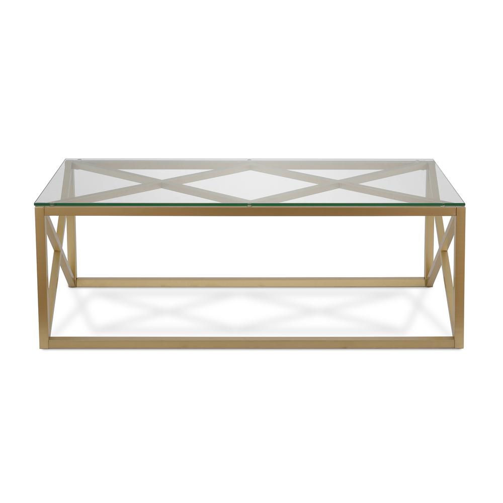 Dixon 46'' Wide Rectangular Coffee Table in Brass. Picture 3
