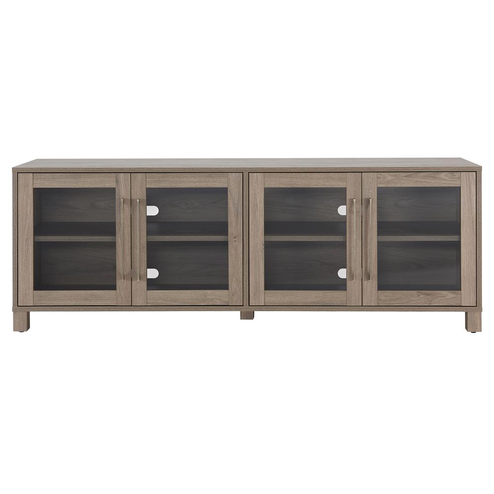 Quincy Rectangular TV Stand for TV's up to 80" in Antiqued Gray. Picture 2