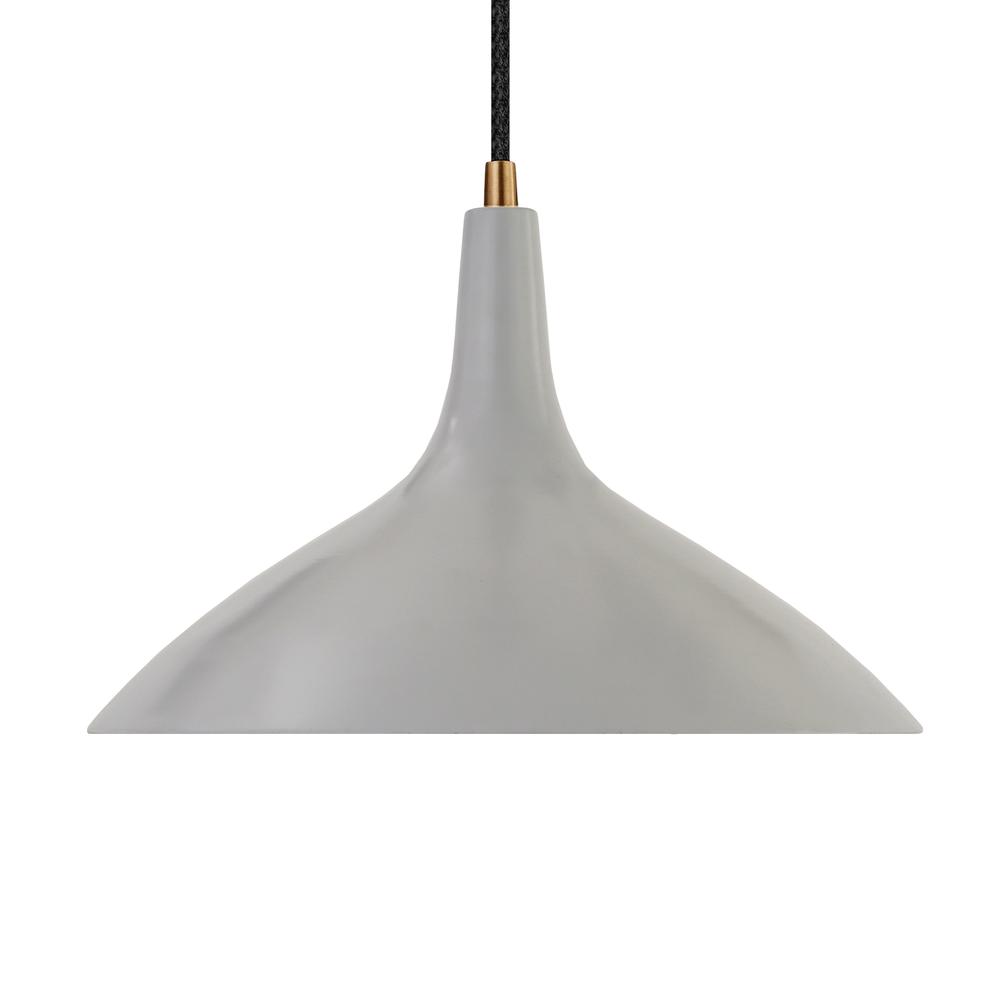 Barton 14" Wide Pendant with Metal Shade in Matte Gray/Brass/Matte Gray. Picture 3