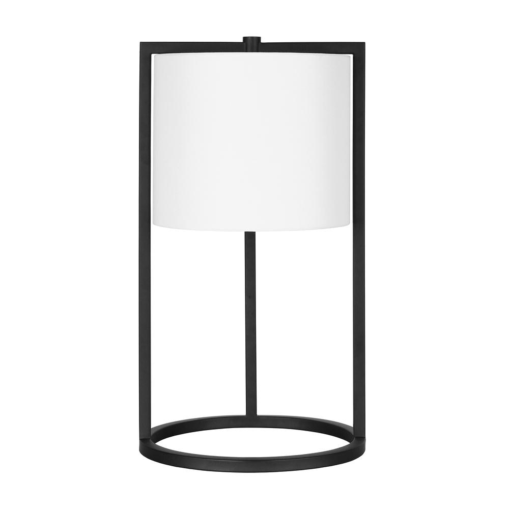 Peyton 22" Tall Asymmetric Table Lamp with Fabric Shade in Blackened Bronze/White. Picture 1