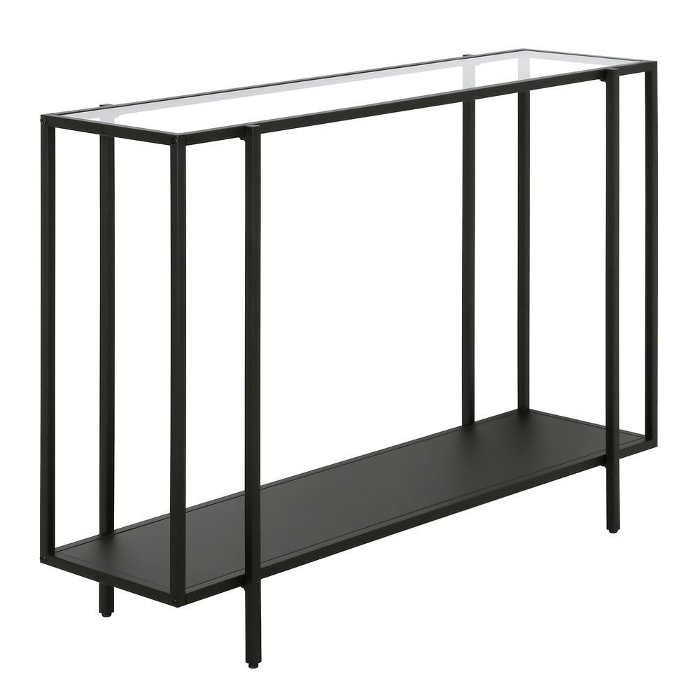 Vireo 42'' Wide Rectangular Console Table with Metal Shelf in Blackened Bronze. Picture 1