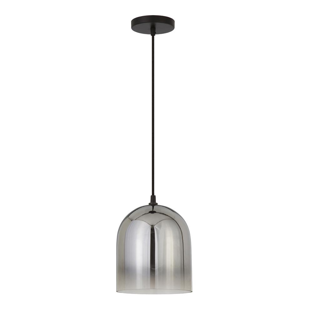 Marit 10" Wide Pendant with Glass Shade in Smoked Nickel/Ombre Smoked Chrome. Picture 1