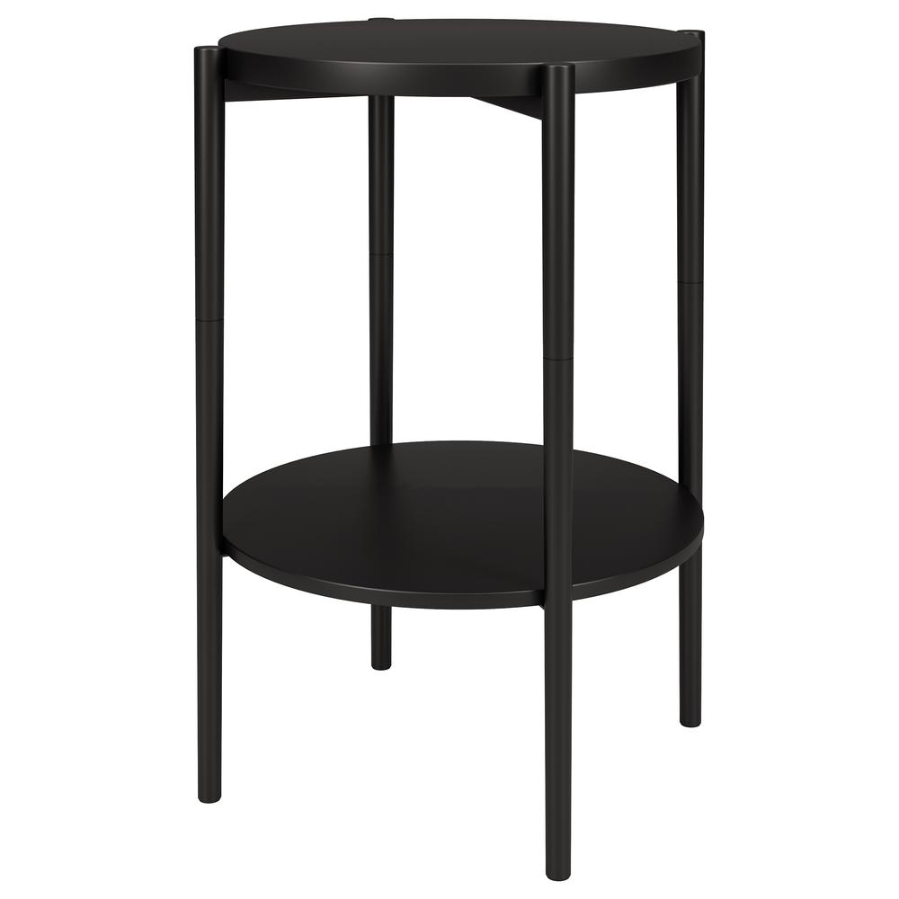 Wayne 18'' Wide Round Side Table with Metal Shelf in Blackened Bronze. Picture 1