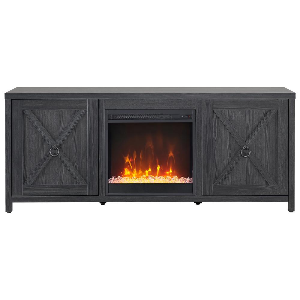 Granger Rectangular TV Stand with Crystal Fireplace for TV's up to 65" in Charcoal Gray. Picture 3