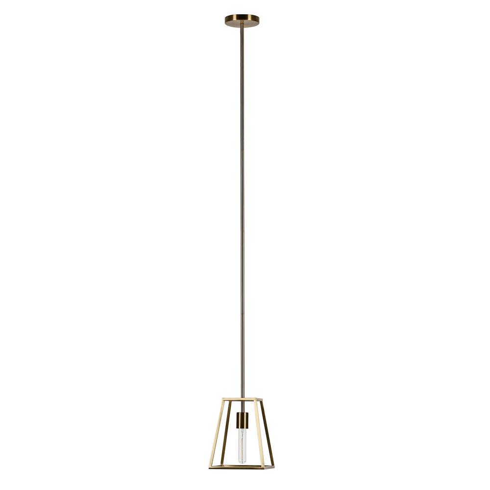 Rhom 8" Wide Open-Framed Pendant in Brass/No Shade. Picture 1