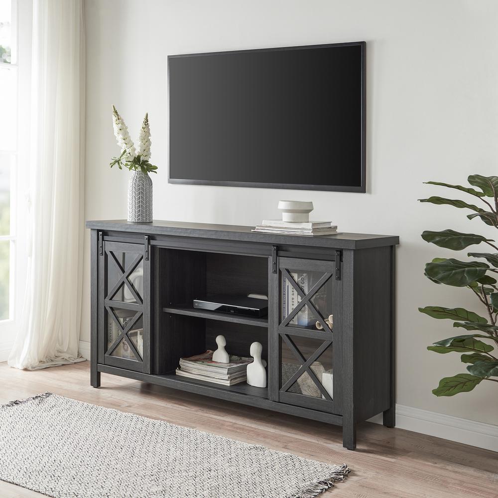 Clementine Rectangular TV Stand for TV's up to 65" in Charcoal Gray. Picture 2