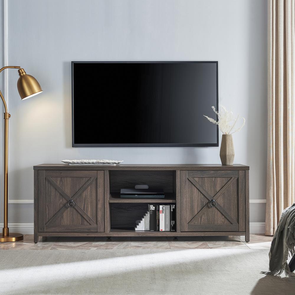 Granger Rectangular TV Stand for TV's up to 80" in Alder Brown. Picture 4