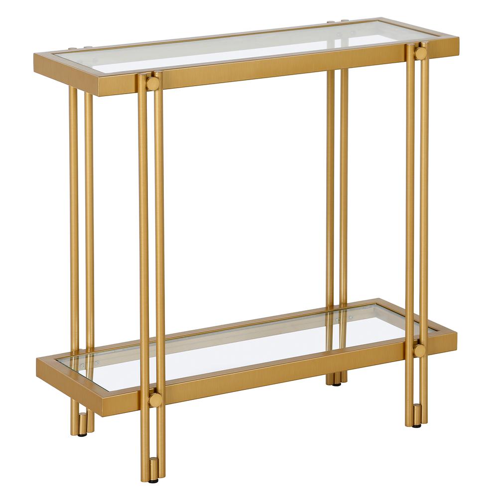 Inez 24'' Wide Rectangular Side Table in Brass. Picture 1