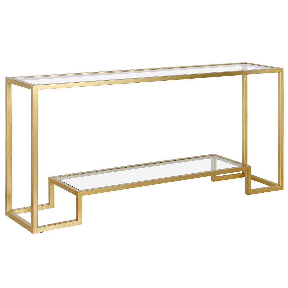 Athena 64'' Wide Rectangular Console Table in Gold. Picture 1