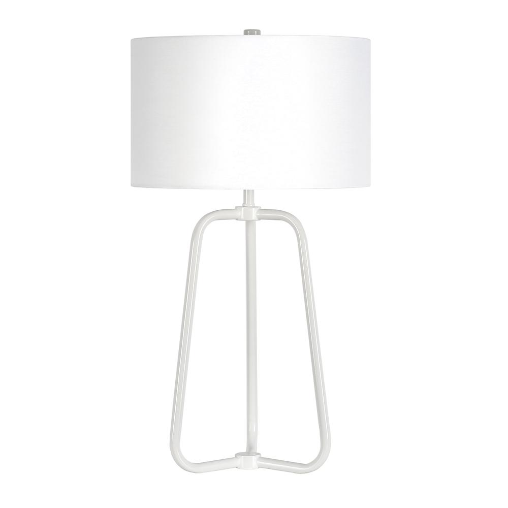 Marduk 25.5" Tall Table Lamp with Fabric Shade in Matte White/White. Picture 1