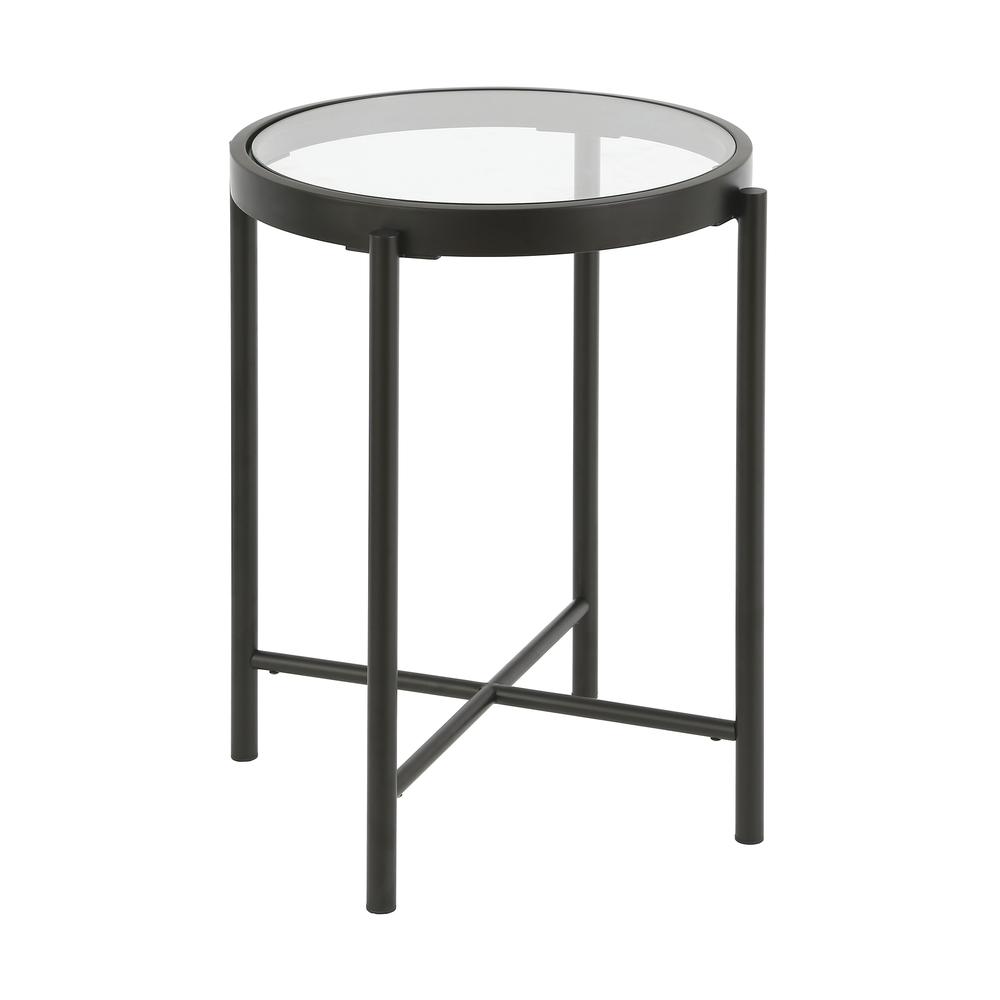 Duxbury 18'' Wide Round Side Table in Blackened Bronze. Picture 1
