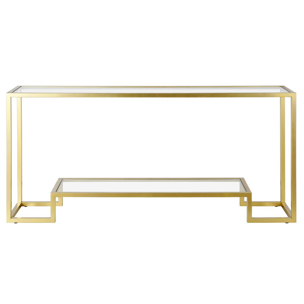 Athena 64'' Wide Rectangular Console Table in Gold. Picture 3