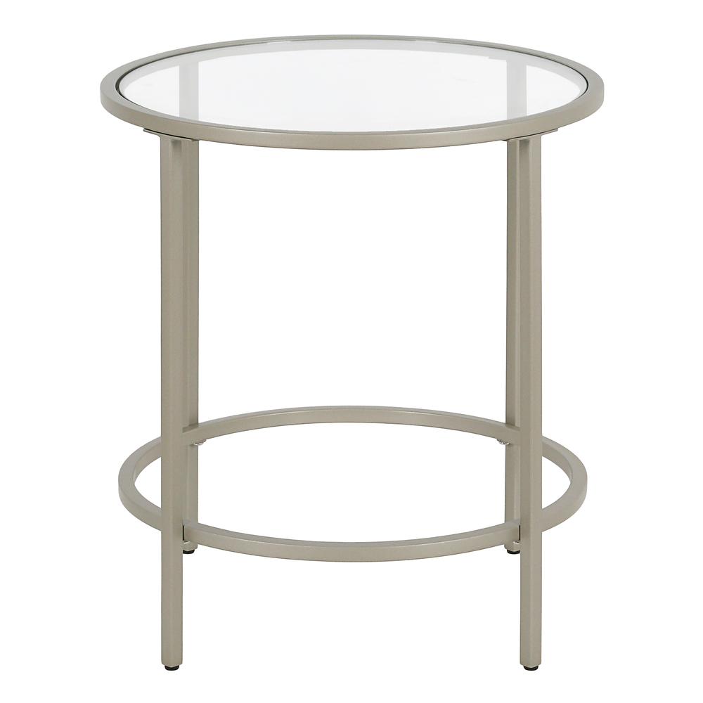 Sivil 20'' Wide Round Side Table in Satin Nickel. Picture 3