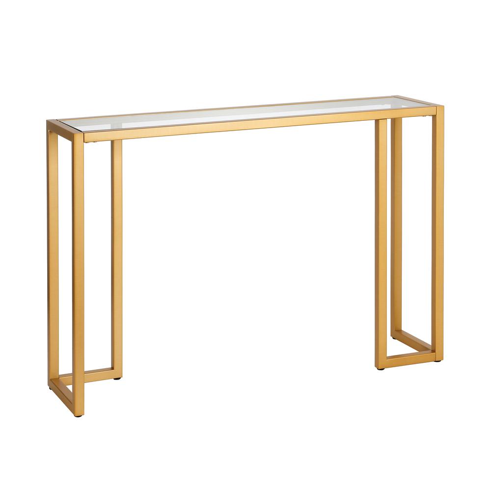 Oscar 42'' Wide Rectangular Console Table in Brass. Picture 1