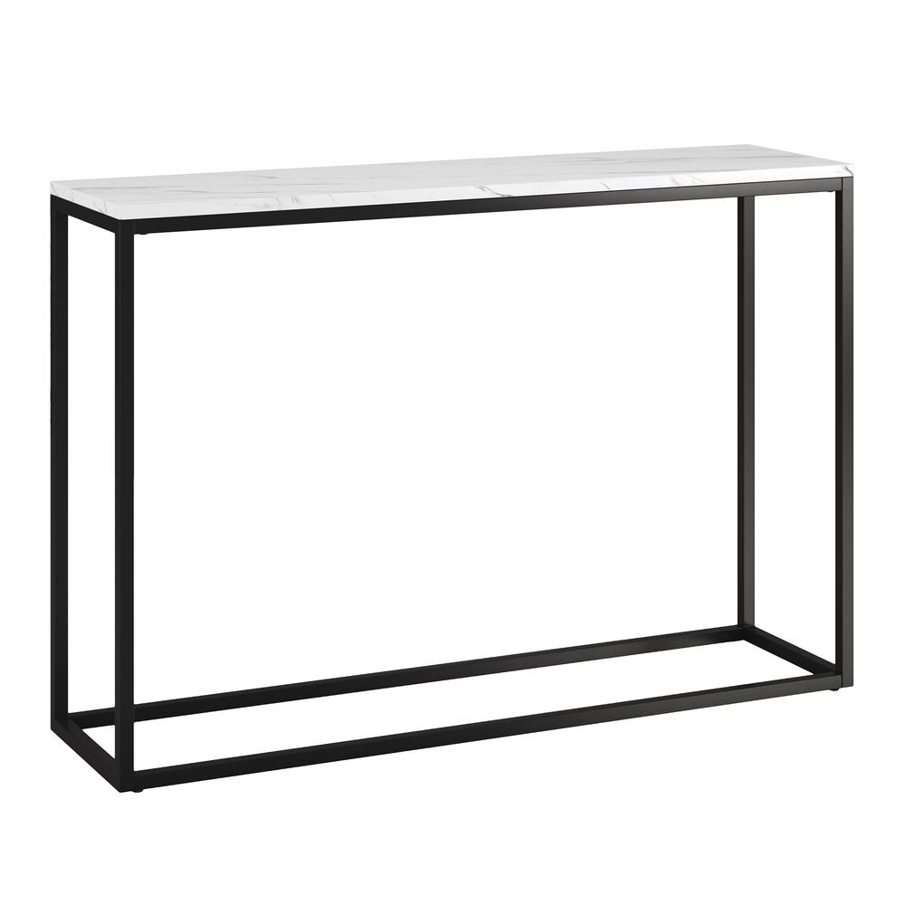 Dalbec 44" Wide Rectangular Console Table in Blackened Bronze/Faux Marble. Picture 1