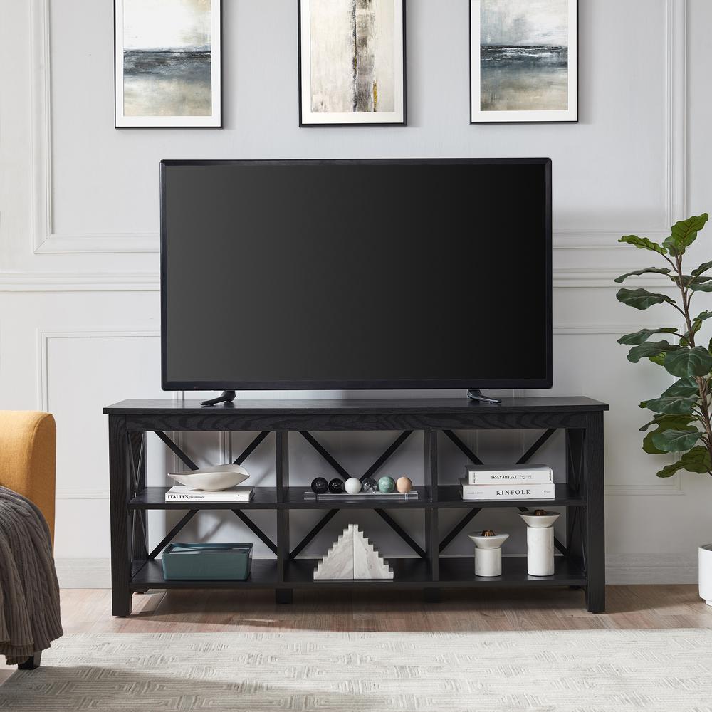 Sawyer Rectangular TV Stand for TV's up to 65" in Black. Picture 4