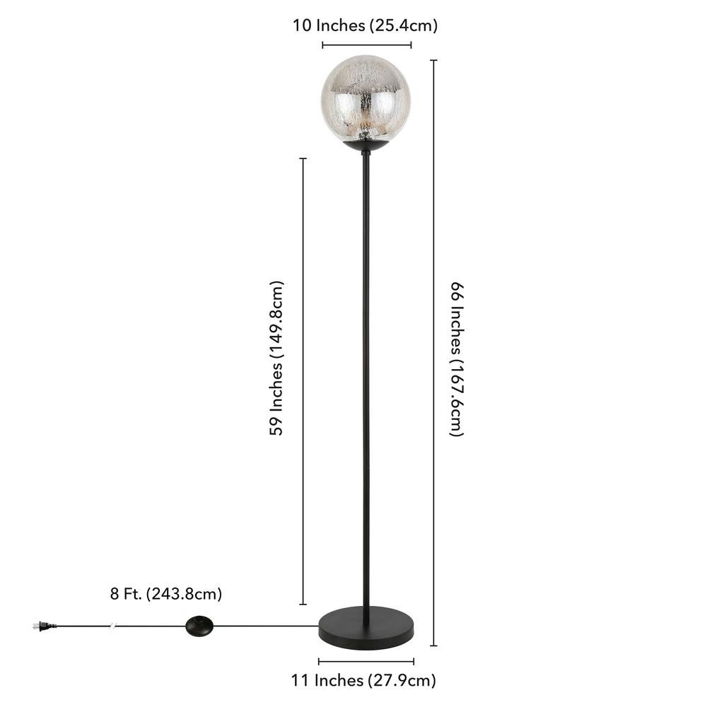 Oula 66" Tall Floor Lamp with Glass Shade in Blackened Bronze/Mercury Glass. Picture 4