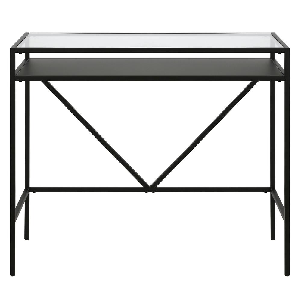 Baird Rectangular 36'' Wide Desk with Metal Shelf in Blackened Bronze. Picture 3