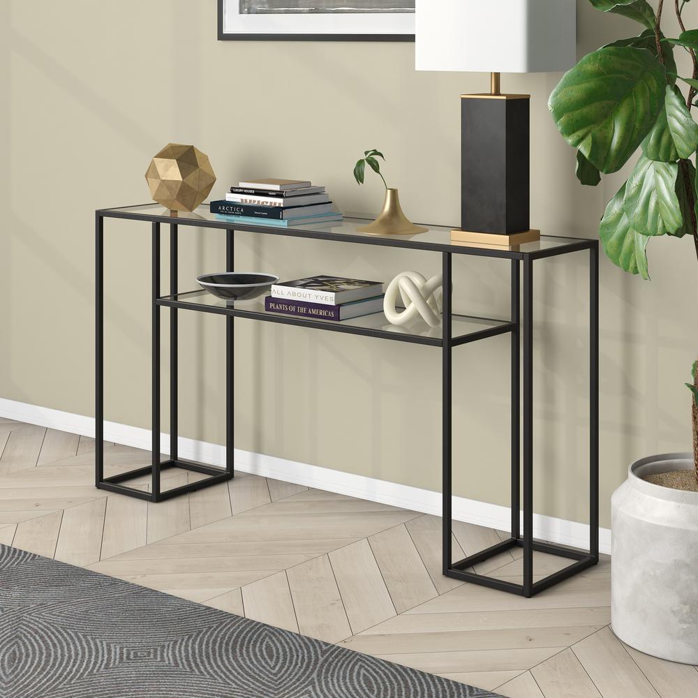Marilyn 55" Wide Rectangular Console Table in Blackened Bronze. Picture 2