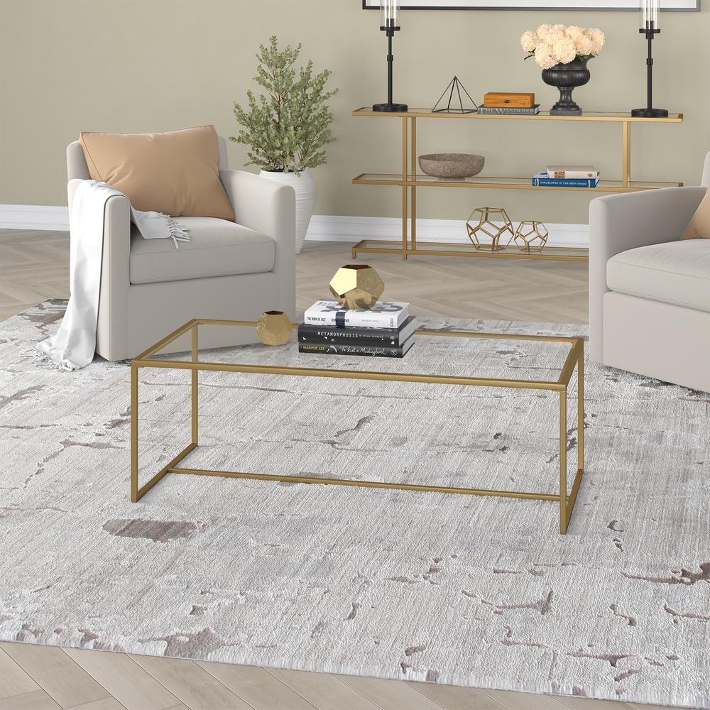 Pico 47.25" Wide Rectangular Coffee Table in Deep Gold. Picture 2
