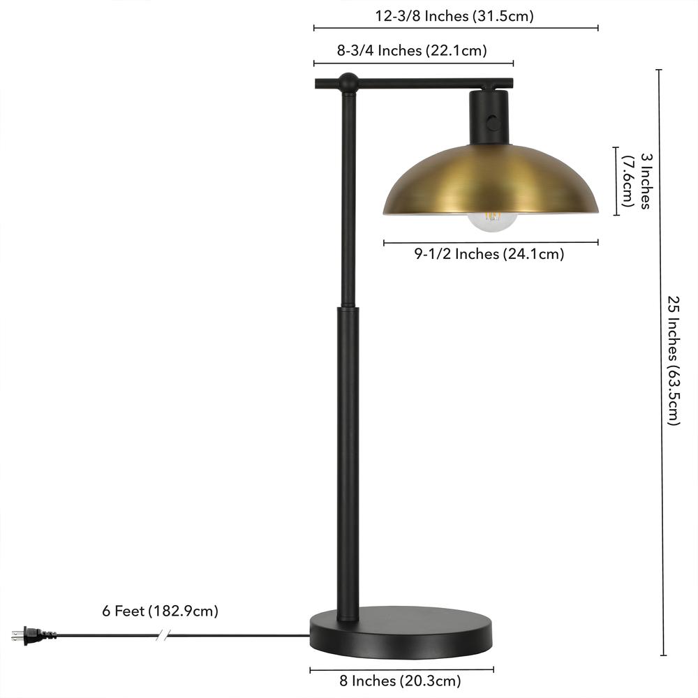 Conan 25" Metal Table Lamp with Metal Shade in Blackened Bronze/Antique Brass. Picture 5