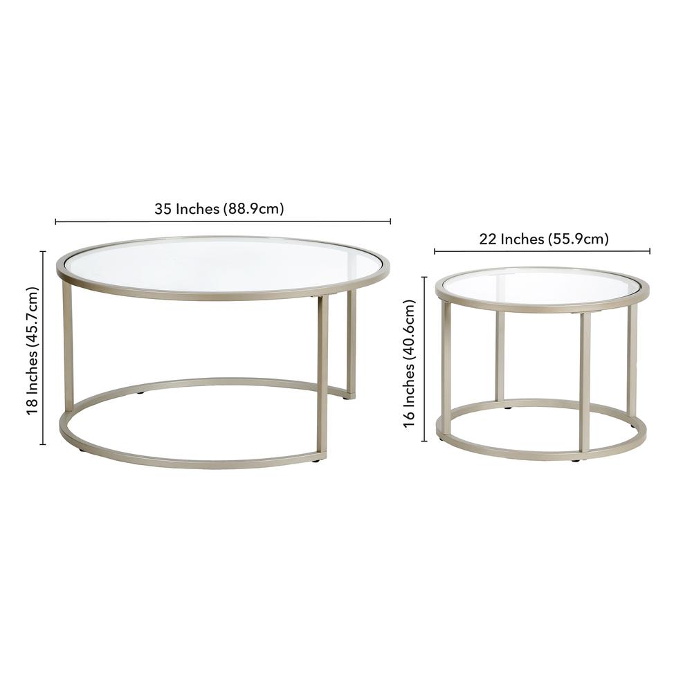 Watson Round Nested Coffee Table in Satin Nickel. Picture 5