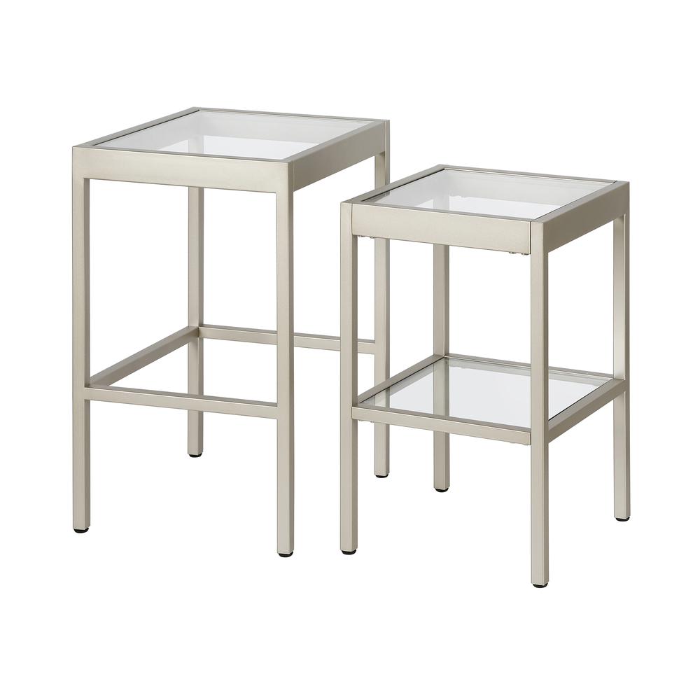 Alexis Rectangular & Square Nested Side Table in Nickel. Picture 3